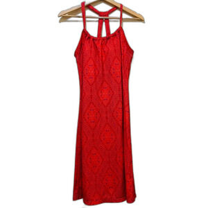 Prana Quinn Dress Orange Red and Purple geometric print active dress medium
